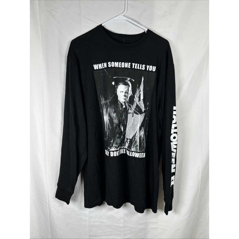 Halloween II Michael Myers Long Sleeve T-shirt XL Black White Graphic On Sleeve